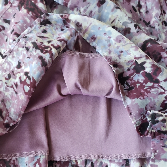 Multi colored purple lined baby doll blouse  with silver sequined neckline sz Lg - Picture 4 of 8